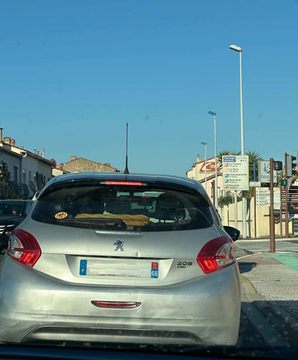 Baguette in car